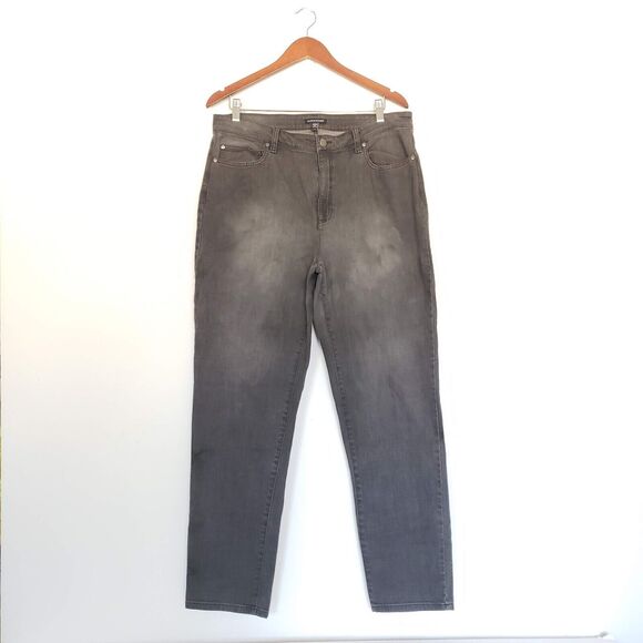 Eileen Fisher SIZE 14 Black Wash Straight Leg Organic Cotton Stretch Denim Jeans - Picture 9 of 10